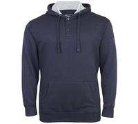 KAM 1/4 Through Button Overhead Hoody King Size Mens Pocket Drawstring Hood Navy 6XL (508B)