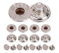 KAM 17mm Jean Buttons Snap Fastener No Sew Metal Buttons Adjustable Replacement Tack Buttons Durable Fasteners for Denim, Jean, Jackets, Repair Clothing, Silver, 10pcs