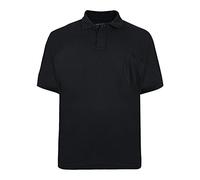 KAM Big and Tall 'Eton' Plain Polo T Shirt with Chest Pocket Cotton Rich Top Large Size Fit JEANBASE Black 3XL