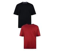 KAM Big and Tall 'Stan' Plain Crew Neck T Shirt in 2 Pack Cotton Rich Top Large Size Fit JEANBASE Black/Wine 6XL