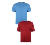 KAM Big and Tall 'Stan' Plain Crew Neck T Shirt in 2 Pack Cotton Rich Top Large Size Fit JEANBASE Blue/Wine 5XL