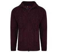 KAM Big & Tall Burgundy Full Zip Cable Knitted Cardigan - Men's