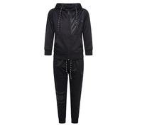 Kam Boys Tracksuit Set with Full-Zip Hoodie and Joggers - Comfortable and Trendy Tracksuit for Boys, Black Colour, Size- 7-8 Years