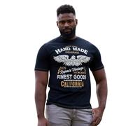 Kam California Finest Goods Printed T Shirt Cotton Mens Plus Size 2XL-8XL 5809 (UK, Alpha, 6XL, Plus, Regular, Black)