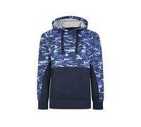 KAM Camo Panelled Hoodie Navy Kingsize Mens Pull On 2XL (7036B)