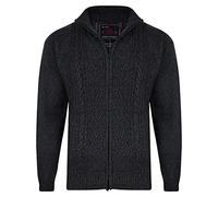KAM Charcoal Full Zip Cable Knit Cardigan - Men's