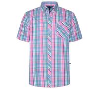 Kam Check Shirt Short Sleeve Casual Cotton Button Down Mens Plus Size 2-8XL 6378 (UK, Alpha, 5XL, Plus, Regular, Pink)