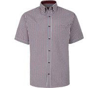 KAM Classic Gingham Shirt Short Sleeve Casual Chest Pocket Collared Mens Plus Size 2XL-8XL 6287 (UK, Alpha, XXL, Plus, Regular, Wine)