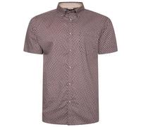 KAM Geo Print Shirt Short Sleeve Button Down Chest Pocket Casual Mens Plus Size 2XL-8XL 6280 (UK, Alpha, 3XL, Plus, Regular, Burgundy)