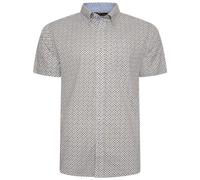 KAM Geo Print Shirt Short Sleeve Button Down Chest Pocket Casual Mens Plus Size 2XL-8XL 6281 (UK, Alpha, 3XL, Plus, Regular, White)