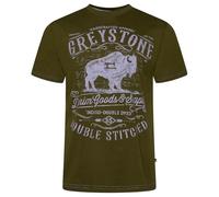 Kam Greystone Print T Shirt Crew Neck Buffalo Print Tee Big Mens 2XL-8XL 5790 (UK, Alpha, 5XL, Plus, Regular, Dark Olive)