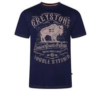 Kam Greystone Print T Shirt Crew Neck Buffalo Print Tee Big Mens 2XL-8XL 5790 (UK, Alpha, 7XL, Plus, Regular, Navy)