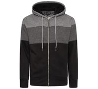 KAM Hoodie Striped Zip Up Long Sleeve Drawstring Hood Casual Mens Plus Size 7071 (UK, Alpha, 5XL, Plus, Regular, Black)