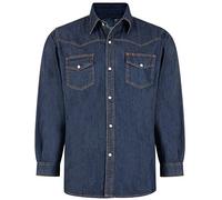Kam Jeans Mens Long Sleeved Full Button Denim Shirt with Chest Pockets, Big and Tall, King Size, Stonewash, 6XL
