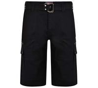KAM Jeanswear Men's Belted Cargo Stretch Shorts - Black - 44