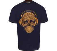 Kam Jeanswear Mens Crackle Skull Graphic Print SS T-Shirt - Blue - 6XL