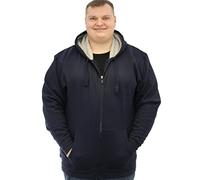 KAM Jeanswear Men's Full length Zip Extra Long Plain Hoodie-Blue-4XL