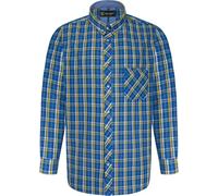 Kam Jeanswear Mens Long Sleeve Large Plaid Check Casual Shirt - Blue - 3XL