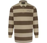 Kam Jeanswear Mens Long Sleeve Stripe Rugby Polo Shirt - Green - 3XL