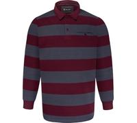 Kam Jeanswear Mens Long Sleeve Stripe Rugby Polo Shirt - Red - 3XL