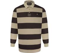 Kam Jeanswear Mens Long Sleeve Stripe Rugby Polo Shirt - Yellow - 4XL
