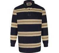 Kam Jeanswear Mens Multi Stripe Long Sleeve Rugby Polo Shirt - Blue - 4XL