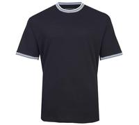 KAM Jeanswear Mens Textured T-Shirt with Contrast Trim - Black - 5XL