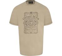 Kam Jeanswear Mens Vintage Denim Graphic Print SS T-Shirt - Beige - 6XL