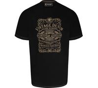 Kam Jeanswear Mens Vintage Denim Graphic Print SS T-Shirt - Black - 4XL