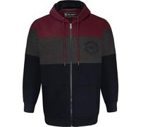 Kam Jeanswear Mens Zip Through Cut & Saw Brooklyn Hoodie - Red - 4XL