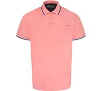 Kam Kingsize Big Size Mens Tipped Polo Shirt Top Short Sleeve Chest Pocket Contrast Trim Pink 4XL (5400C)