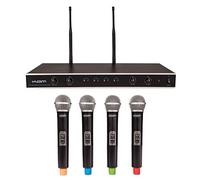 KAM KWMQ4E Quartet ECO 4-Channel Professional UHF Wireless Microphone System with 4 Dynamic Cardioid Handheld Mics and Receiver