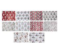 KAM Labelz 20 Large Festive Christmas Wrapping Paper Sheets 10 Lovely Cute Traditional Assorted Designs| Santa, Snowman, Wreath, Presents, Snowflakes| XMAS Seasons Greetings| 50X70 CM (Design3)
