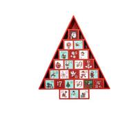 KAM Labelz Large DIY Festive Red Wooden Tree| Empty Fill Your Christmas Advent Calendar| 24 Colorful Boxes For Festive Filling, Make Your Own XMAS Seasons Greetings Countdown Calendar| 38x 33CM