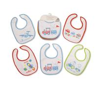 KAM LABELZ Pack of 5 Assorted Dribble Feeding Bibs| Baby Girl and Boy Themed cute prints| PEVA Back, Waterproof, Easy Hook n Loop Fastening| Suitable from Birth| multi pack (Boy)