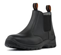 KAM-LITE Work Boots for Men S3, Slip On Safety Boots, Steel Toe Cap Safety Shoes, Waterproof Breathable Lightweight Leather Work Shoes 8 UK