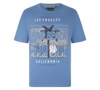 KAM Long Beach T-Shirt Graphic Print Short Sleeve Crew Neck California Casual Mens Plus Size 2XL-8XL 5729 (UK, Alpha, 6XL, Plus, Regular, Powder Marl)