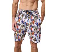 Kam Men Summer Surf Palm Print Swim Short Trunks Lightweight Bottoms 2-8XL 3022 (UK, Alpha, 4XL, Plus, Regular) Ecru