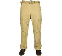 KAM Mens 2 in 1 Trousers to Shorts Casual Cargo Combat Pockets Pants with Belt 28-60 (32L, Stone)