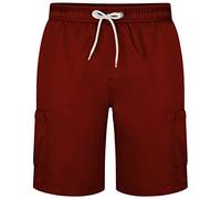 KAM Mens Big Size Plain Cargo Swim Shorts (334) in Burgundy in 5XL
