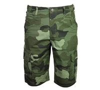 Kam Mens Camo Cargo Shorts Camouflage Dark Green KBS330