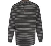 KAM Mens Embossed Stripe Grandad Collar LS T-Shirt - Grey - 4XL
