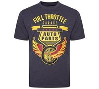 KAM Mens Full Throttle Print Crew Neck T-Shirt - Blue - 3XL