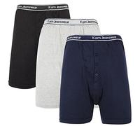Kam Mens Jeans 3 Pack Button Fly Underwear Boxer Shorts Trunks Big King Sizes 2XL 3XL 4XL 5XL 6XL 7XL 8XL Black 6XL