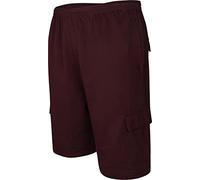 KAM Mens Jersey Terry Cargo Shorts - Red - 4XL