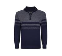 KAM Mens Marl Stripe 1/4 Zip Jumper in Navy Blue/Grey - Plus Size kbs 83 Jumper Sweater