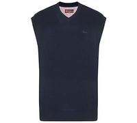 KAM Men's Premium Cotton V Neck Sleeveless Knit Jumpers (56) in Navy in 4XL