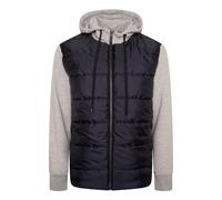 KAM Mens Quilted Full Zip Hoodie with Contrast Sleeves - Blue - 3XL