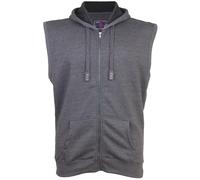 KAM Men's Sleeveless Training Hoodie Zip Up Drawstring Pockets Charcoal 7XL 503G
