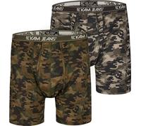 KAM Mens Twin Pack Camouflage Print Boxers - Green - 8XL